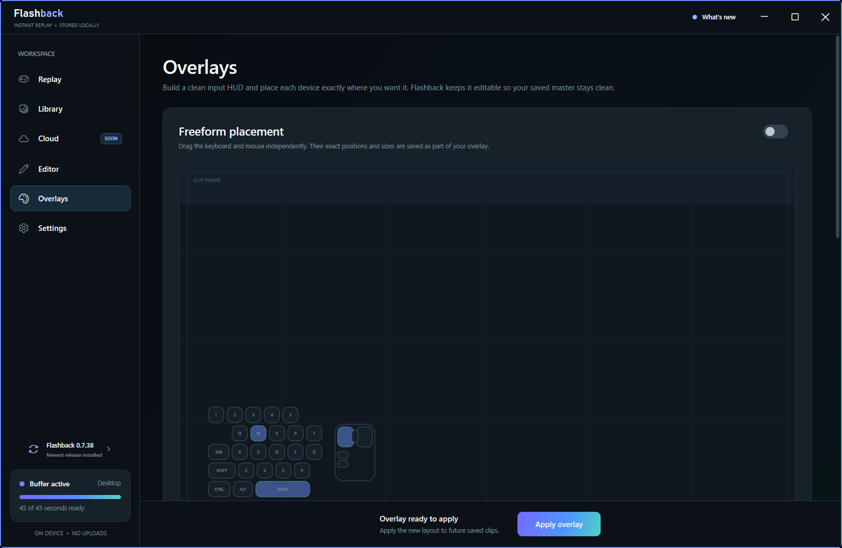 Flashback customizable gaming key and mouse overlay editor